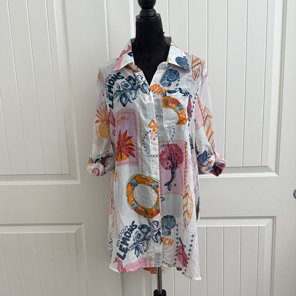 Women's Multicolor Button Down Shirt